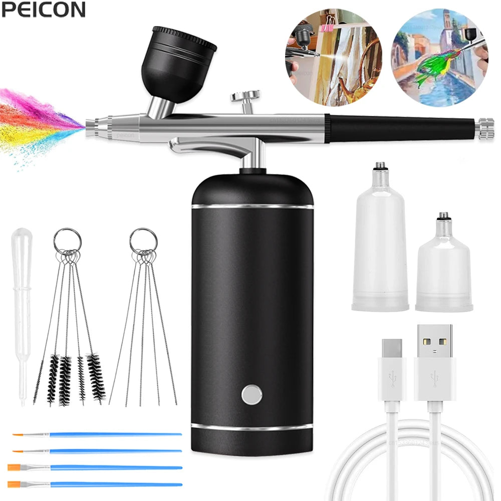 Airbrush with Compressor Mini Spray Gun for Painting Modeling Crafts Wireless Paint Spray Airbrush Painting Kit with Compressor Peaceful Pleasures Health and Wellness