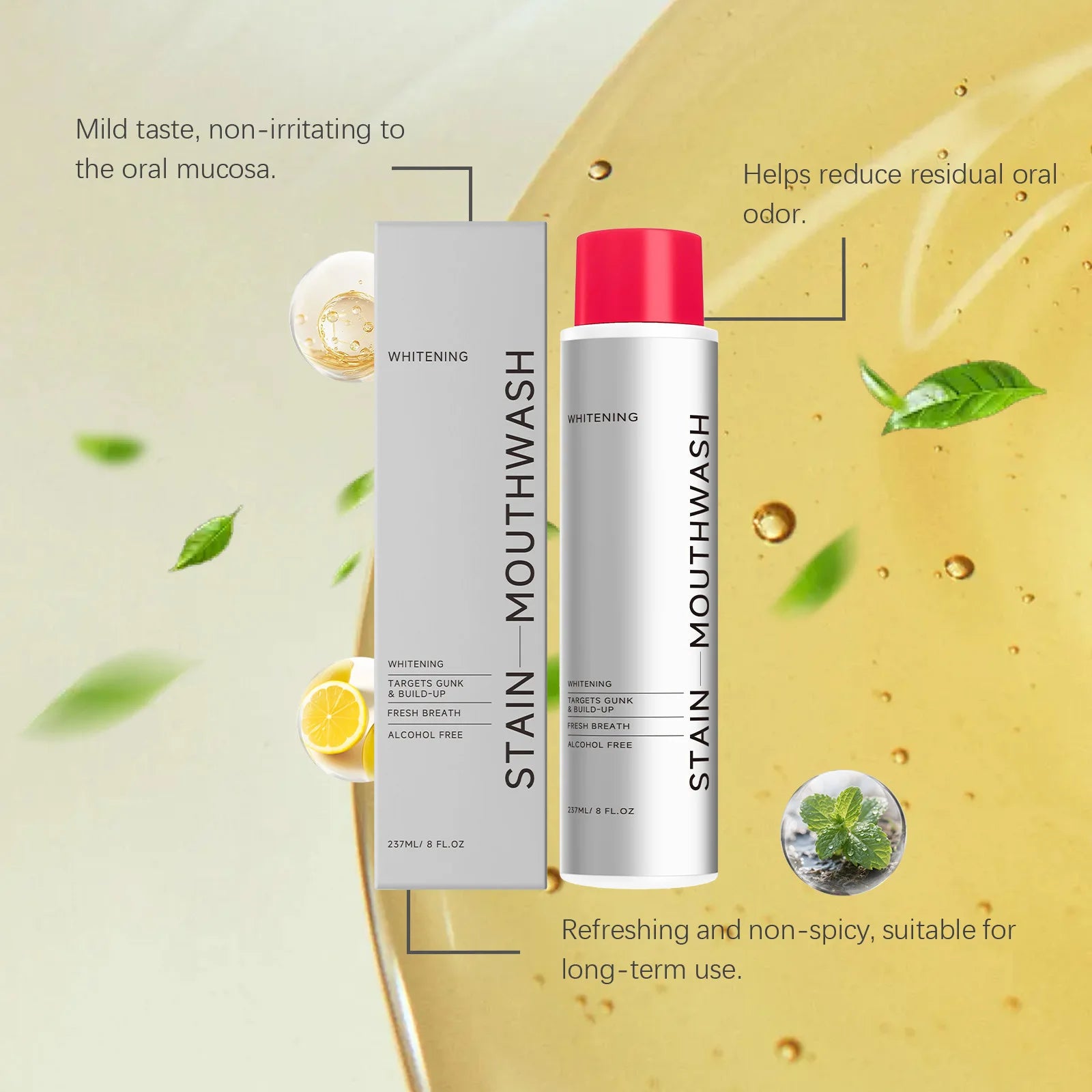 Instantly Fresh Mouthwash Fast Eliminate Oral Odor Clean Mouth Dirt Protect Oral Health Gentle Non-Irritating Menthol Mouthwash Peaceful Pleasures Health and Wellness
