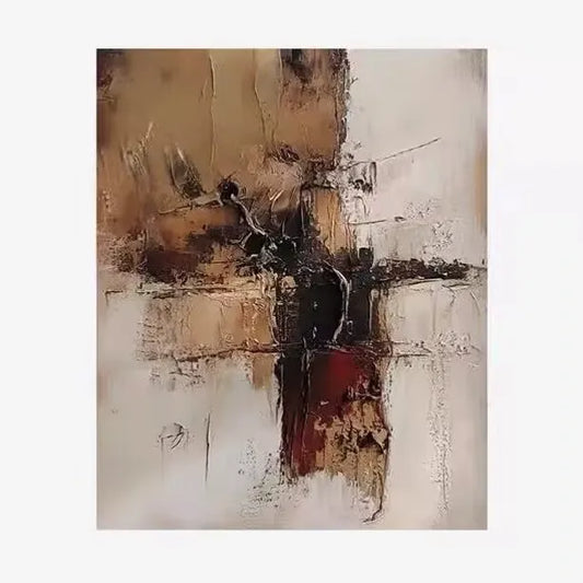 French Retro Brown Abstract Foyer Decoration Painting,High-End Antique Style Living Room Hanging Painting Sofa Poster, No Framed Peaceful Pleasures Health and Wellness
