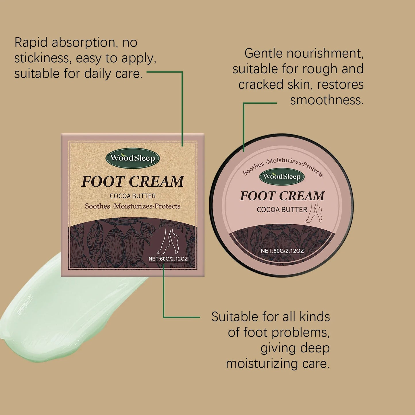 WOODSLEEP Exfoliating Foot Cream – Intensive Moisturiser 60g