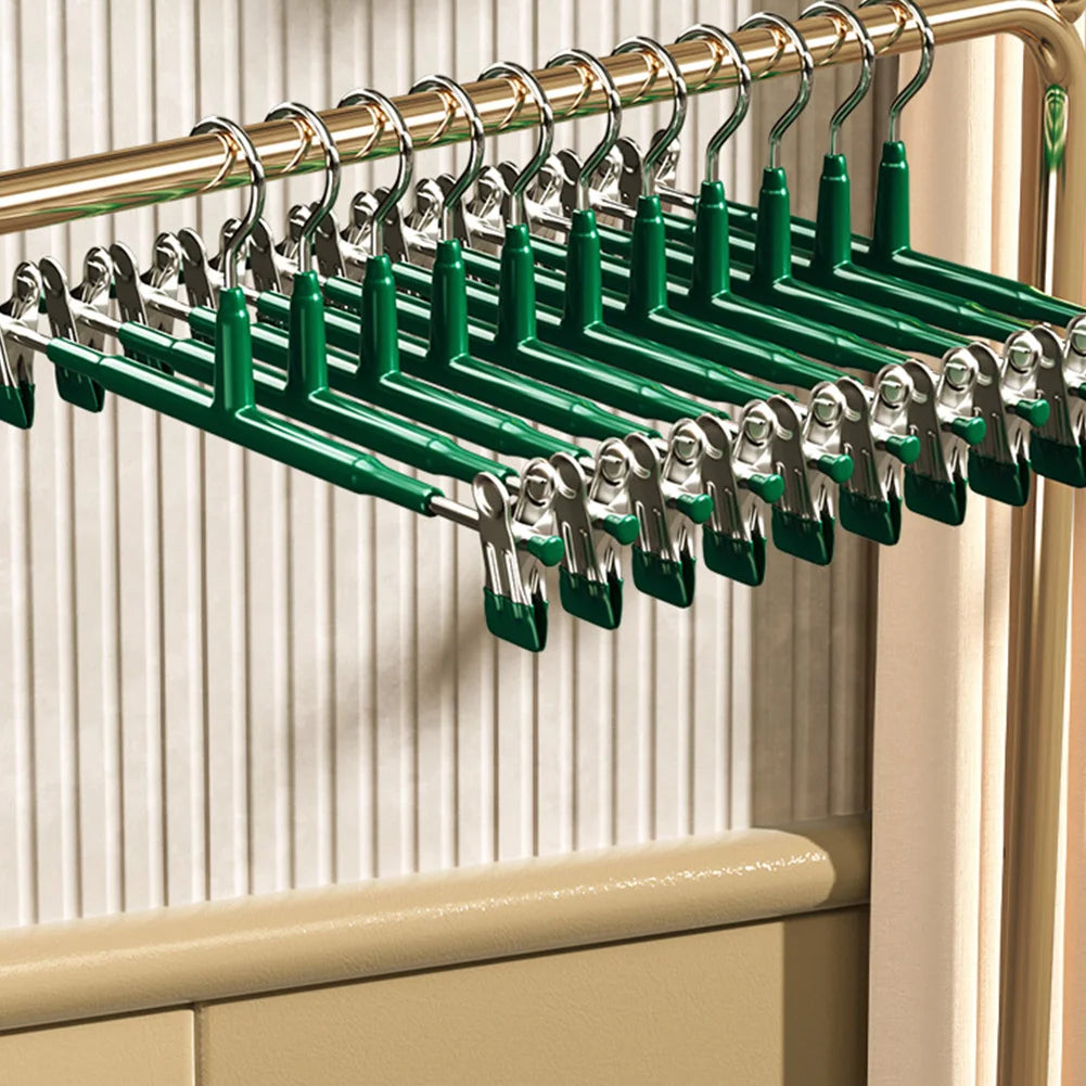 10-Pack Adjustable Clip Pants & Skirt Hangers | Non-Slip Steel