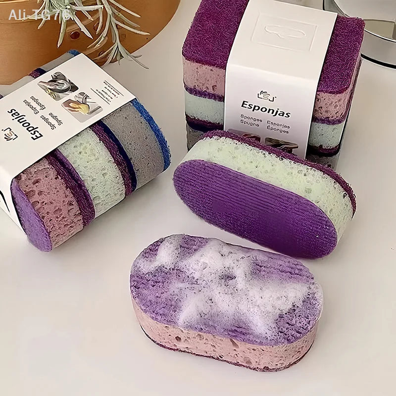 Double-Sided Kitchen Sponge Scrubbers – 3-Pack Dish Cleaning Pads