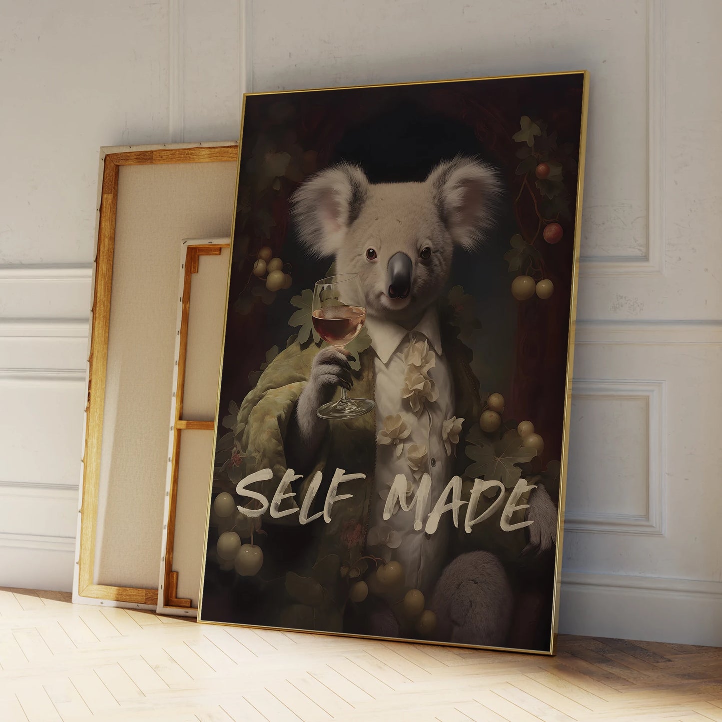 Koala Cheers Canvas Wall Art | Aluminum Frame Poster Print