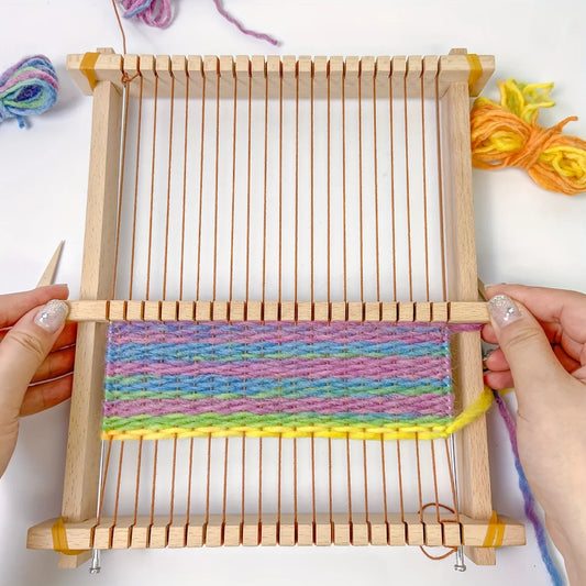 14-Piece Wooden Weaving Loom Kit 9×11in | Kids & Beginners Weaving Loom Kit Peaceful Pleasures Health and Wellness