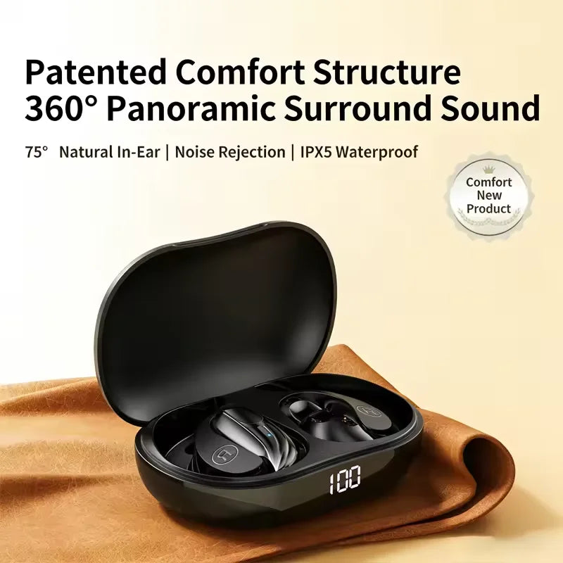 Wireless Bluetooth 5.3 Earhook Earphone LED Display Sports Earhook Headphones Deep Bass HiFi Stereo Noise Cancelling Earphones Peaceful Pleasures Health and Wellness
