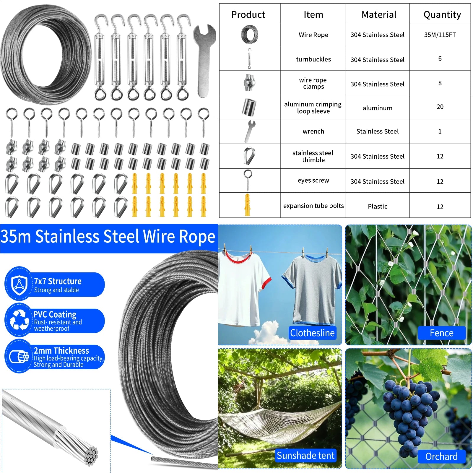 Waterproof Large Sun Shade Sail With 72pcs Hanging Hardware Kit for Outdoor Garden Patio Canopy Install Awning Sun Shelter Tent Peaceful Pleasures Health and Wellness