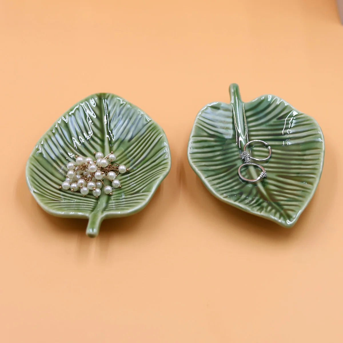 1Pcs Leaf-Shaped Jewelry Organizer Tray for Rings, Earrings, Bracelets & Keys‌ Storage Tray Peaceful Pleasures Health and Wellness
