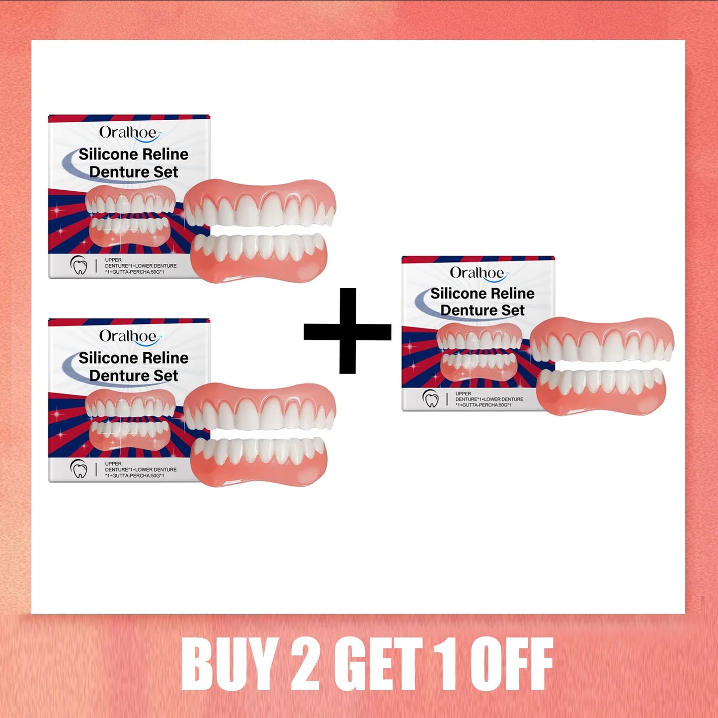 Silicone Denture Veneer Set – Adjustable Upper & Lower Fit