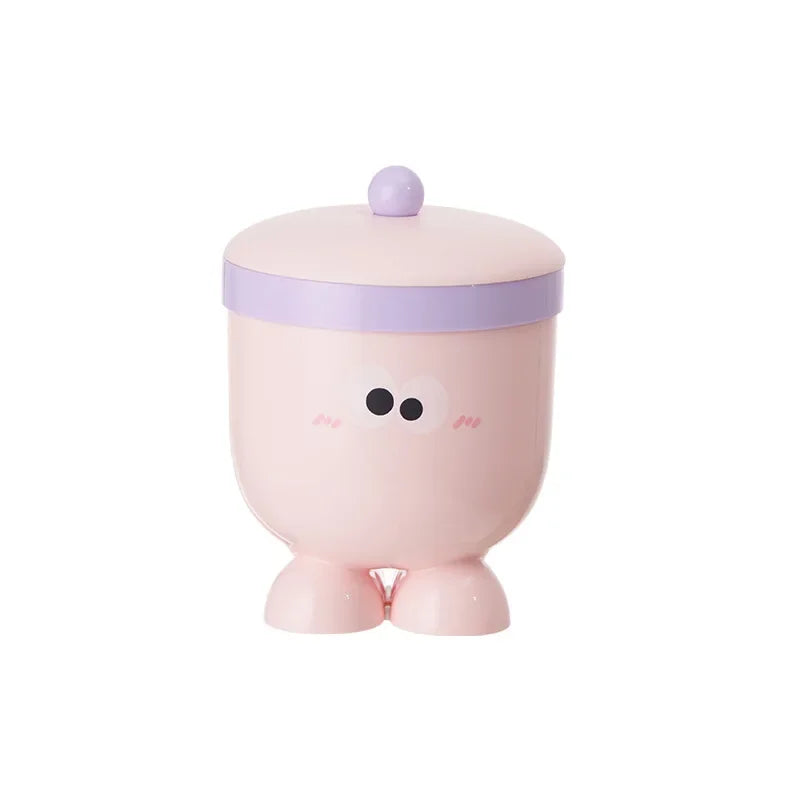Mini Trash Can Desktop Cute Home Countertop Coffee Table Plastic Trash Can Bedside Bedroom with Cover Office Desk Wastebasket Peaceful Pleasures Health and Wellness Pink