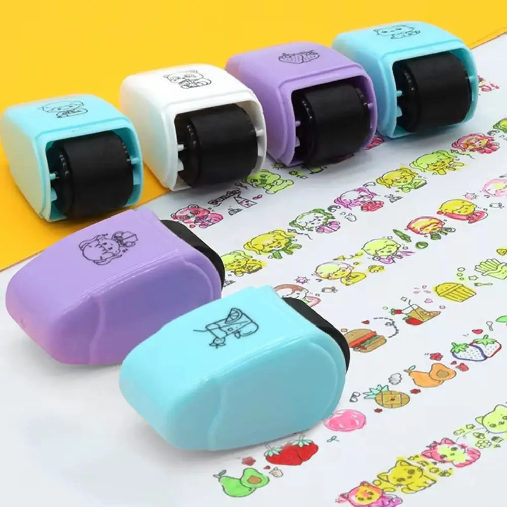 Drawing Doodle Graffiti Animals Rolling Stamp DIY Handcraft Roller Sealing Cartoon Roller Seal Fruit Panda Peaceful Pleasures Health and Wellness