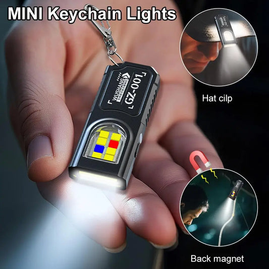 Mini Rechargeable Keychain Flashlight | Magnetic Clip-On EDC Torch Keychain Flashlight Peaceful Pleasures Health and Wellness