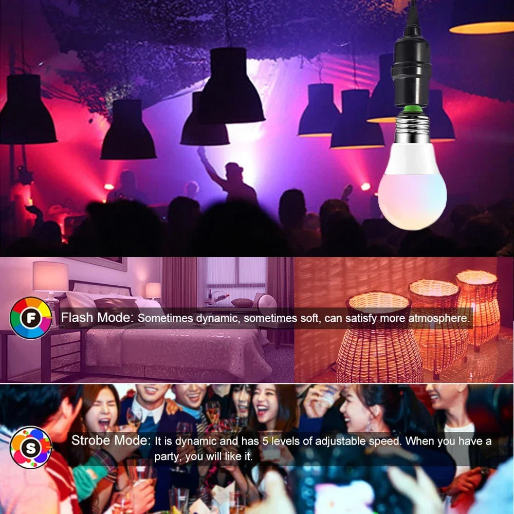 E27 RGBW Smart LED Bulb 10W Dimmable with 24-Key IR Remote
