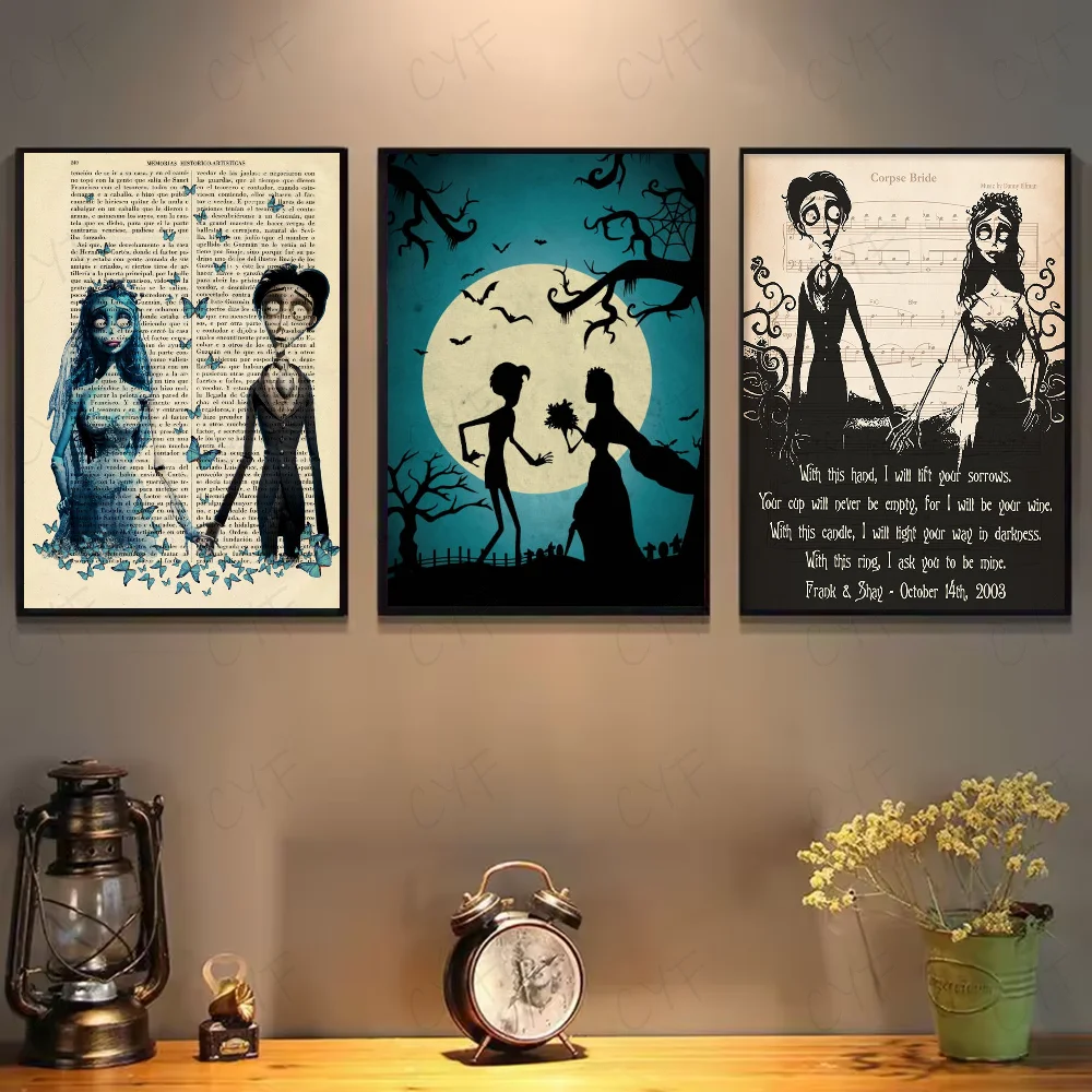 Corpse Bride Cartoon Poster – HD Waterproof PVC Wall Art Decor Wall Art Poster Peaceful Pleasures Health and Wellness