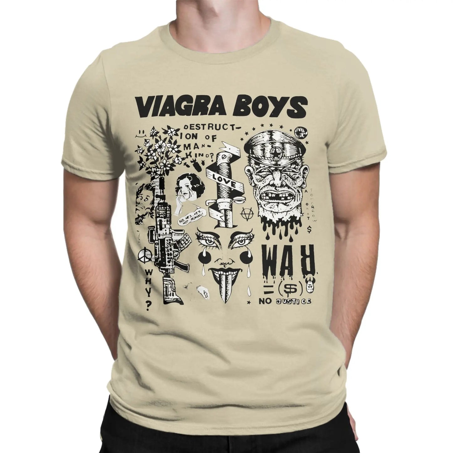 Viagra Boys Band Vintage Cotton T-Shirt | Men's Graphic Tee Band Graphic T-Shirt Peaceful Pleasures Health and Wellness