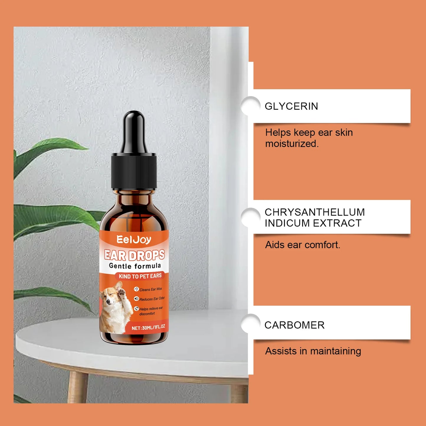 Pet Ear Drops for Dogs & Cats – Earwax Cleaner & Itch Relief