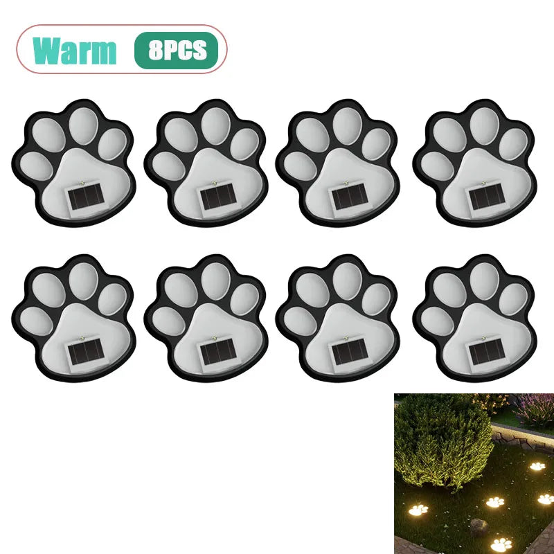 Solar Paw Print Garden Path Lights – LED, Waterproof, Auto On/Off