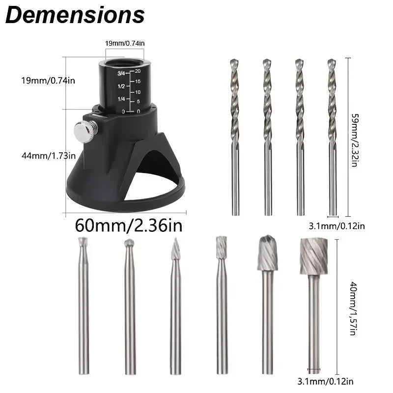 Rotary Router Milling Cutter Guide Attachment Twist Drill Bit Wood