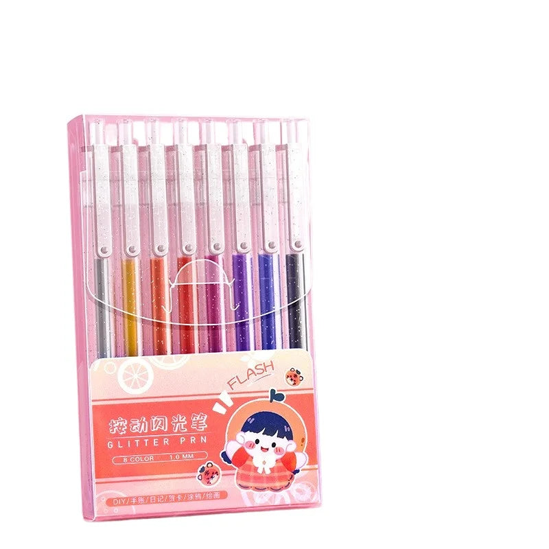 8 /24 Colors Color Press Flow Light Color Changing Fluorescent Pen Quick Drying Student Hand Account Marking Pen Peaceful Pleasures Health and Wellness