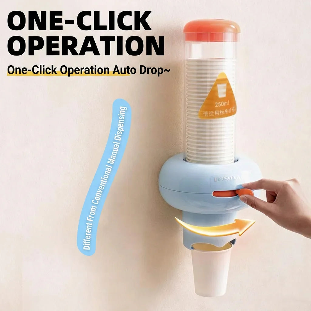 Wall-Mounted Paper Cup Dispenser | Drill-Free, Dustproof