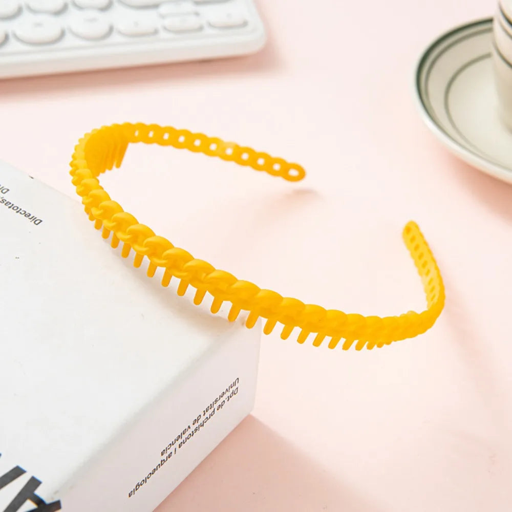 Frosted Anti-Slip Toothed Headbands – Multicolor Wave Braided