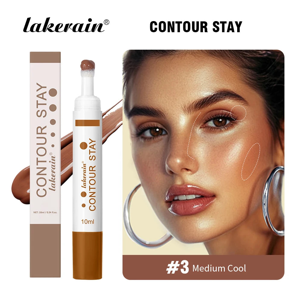 Face Contour Stick Long Lasting Makeup Silky-smooth Texture 3D Contour Blush Stick Concealer Cream Makeup Tool Cosmetics Peaceful Pleasures Health and Wellness Medium Cool
