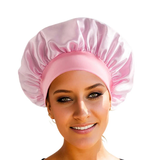 2026 Women Satin Hair Bonnet, Breathable Elastic Wide Band Sleeping Cap, Reusable Shower & Night Hair Protector for Daily Use Peaceful Pleasures Health and Wellness