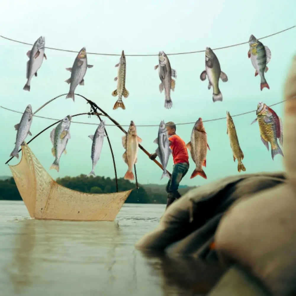Colorful Fishing Hanging Banner – Paper Fish Garland Decor