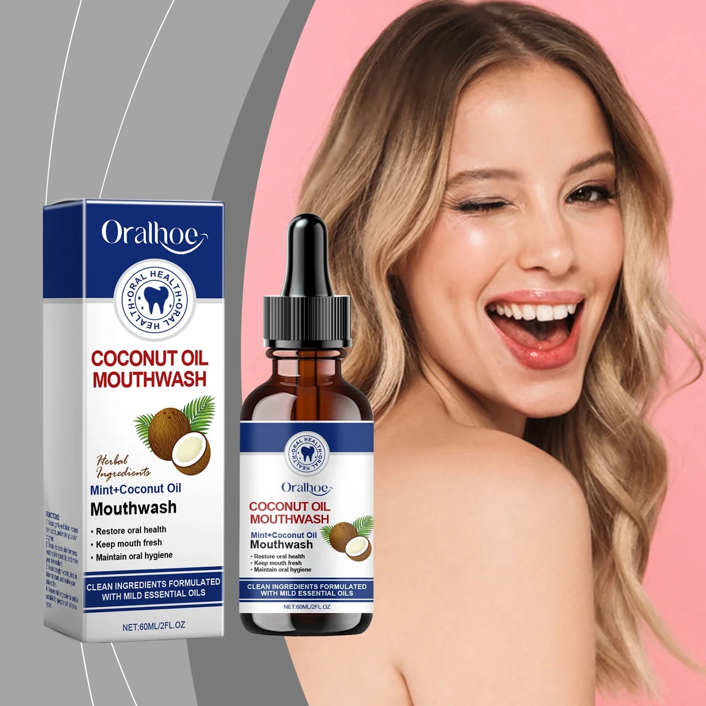 Oralhoe Coconut Oil Mouthwash – Whiten Teeth & Fresh Breath