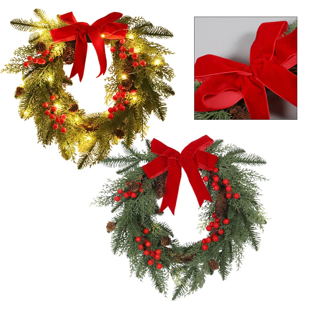 Christmas Wreath Indoor Outdoor – Red Bow & Berry Holiday Décor