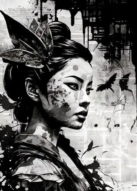 Japanese Geisha Samurai Canvas Wall Art Poster | Home Decor Canvas Wall Art Peaceful Pleasures Health and Wellness 05 50x70cm Unframed