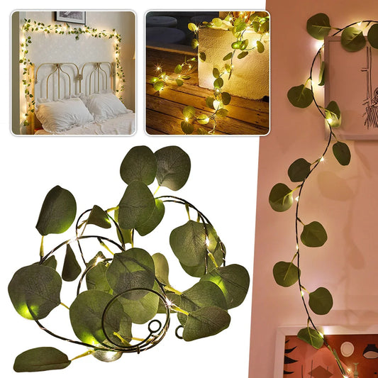 Lighted Eucalyptus Garland | Battery-Powered LED Fairy Vine Decor Lighted Garland Peaceful Pleasures Health and Wellness