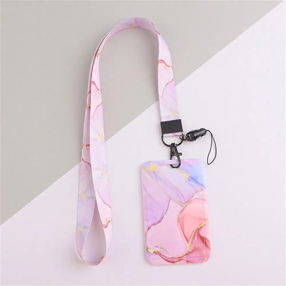 Office Supply Credit Card Keyrings Men And Women Pass Card ID Card Holder Credential Holder Lanyard Card Holder Card Straps Peaceful Pleasures Health and Wellness Light pink-Long