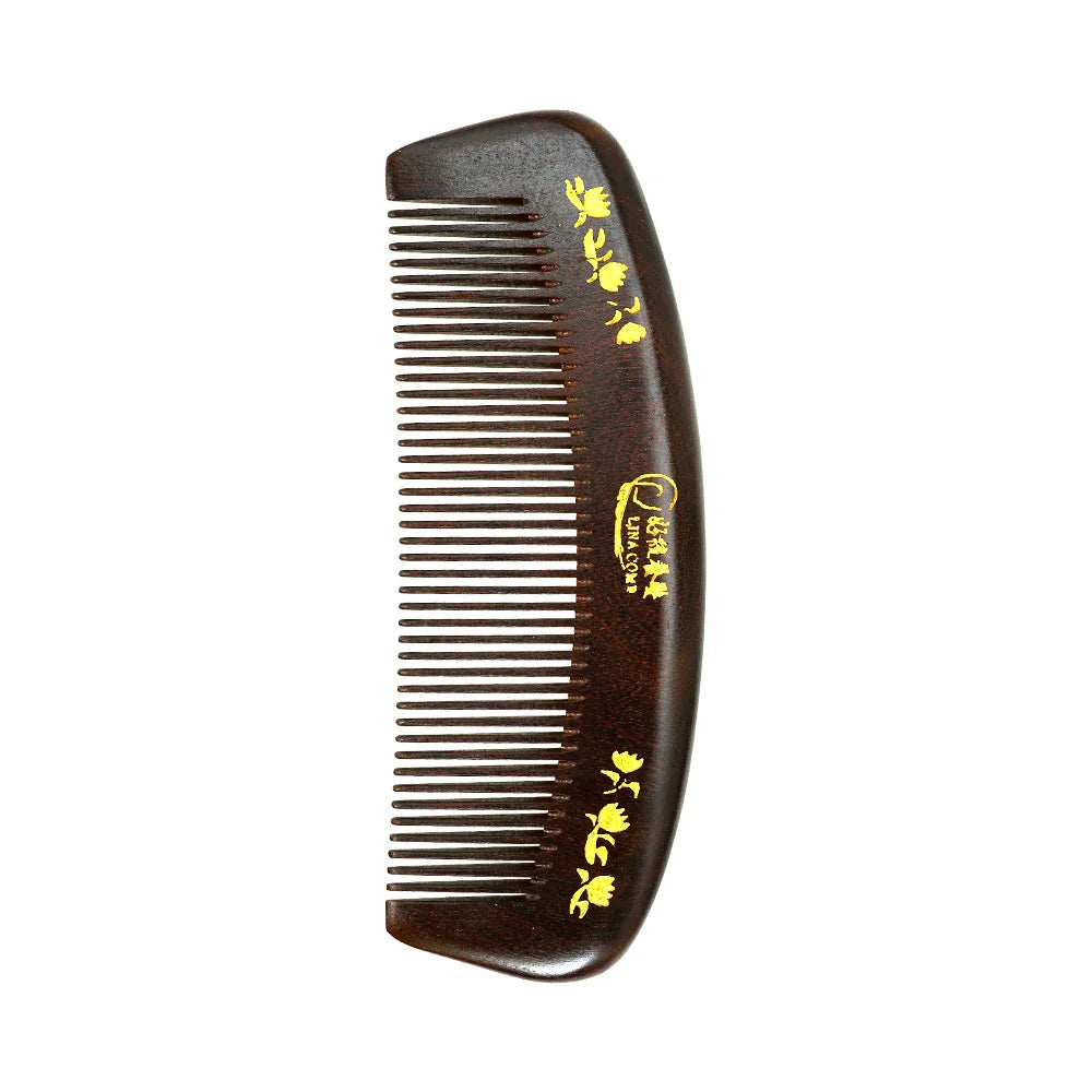 Natural Sandalwood Wide Tooth Comb – Anti-Static Moon Shape