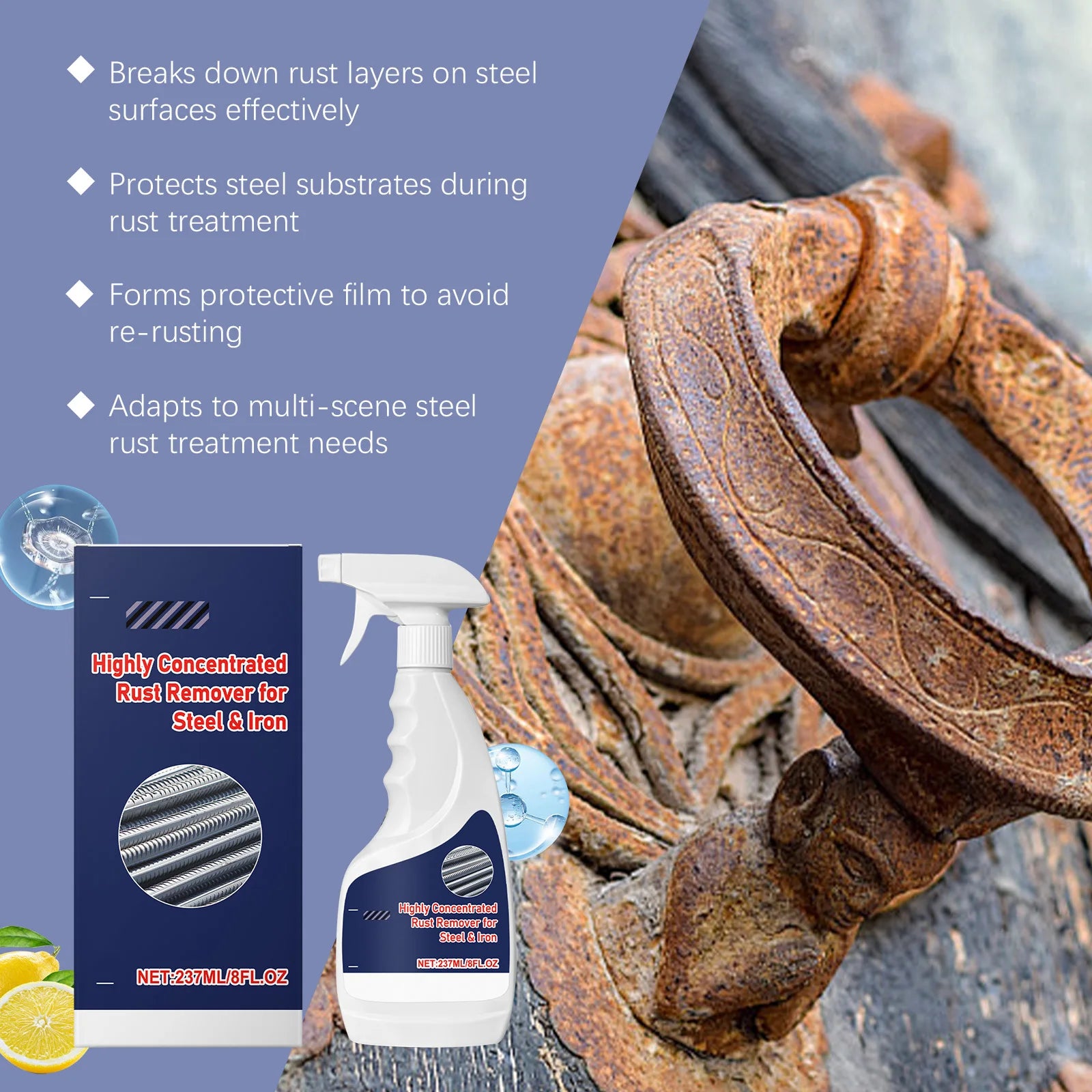 Steel Rust Remover for Metal Cleans Machine Parts Kitchen Tools and Surfaces Restores Shine Dissolves Stubborn Rust Remover Peaceful Pleasures Health and Wellness