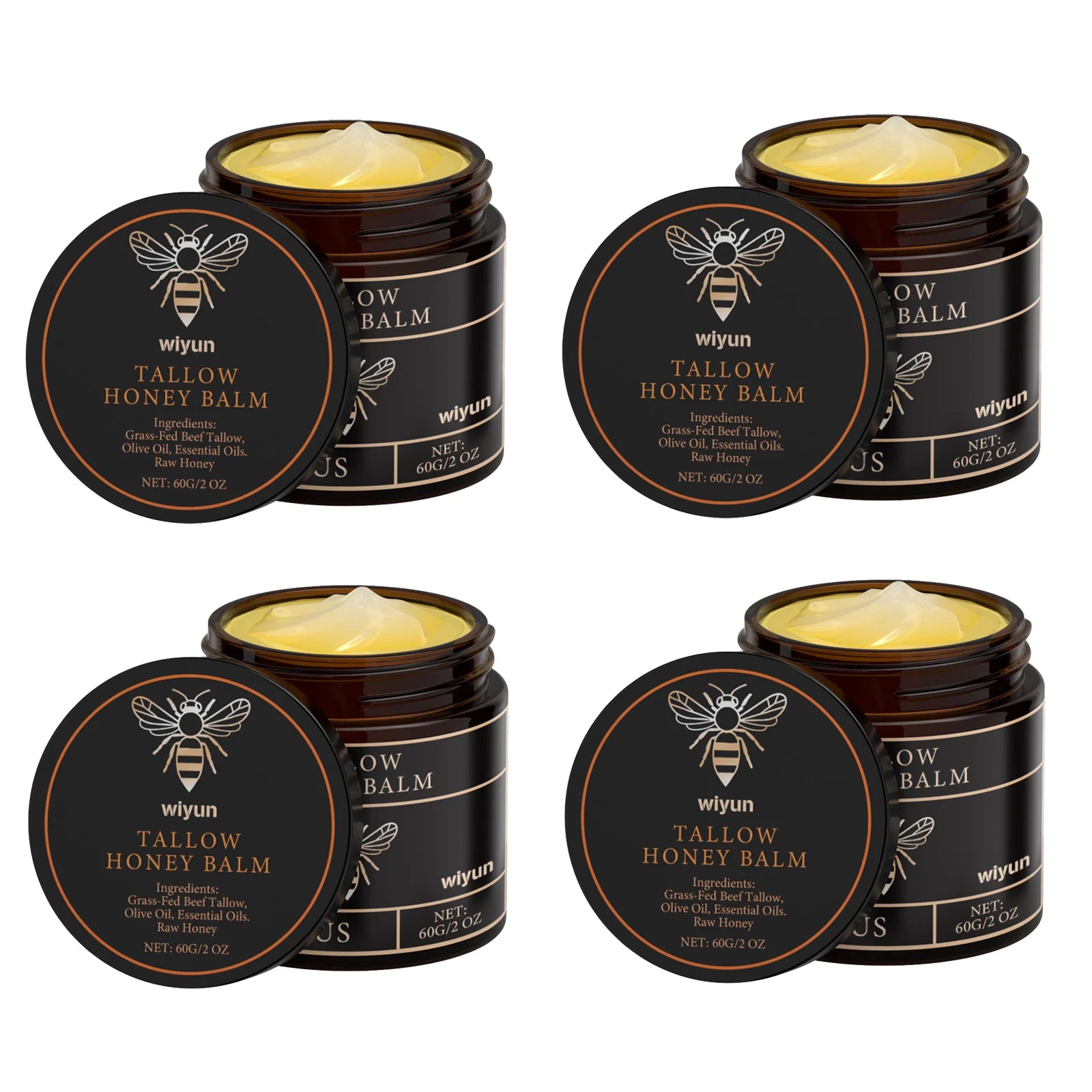 Beef Tallow Honey Moisturizing Cream Hydration Nourishing Korean Skin Care Bleaching Firming Face Body Moisturizer Lotion Peaceful Pleasures Health and Wellness 4pcs