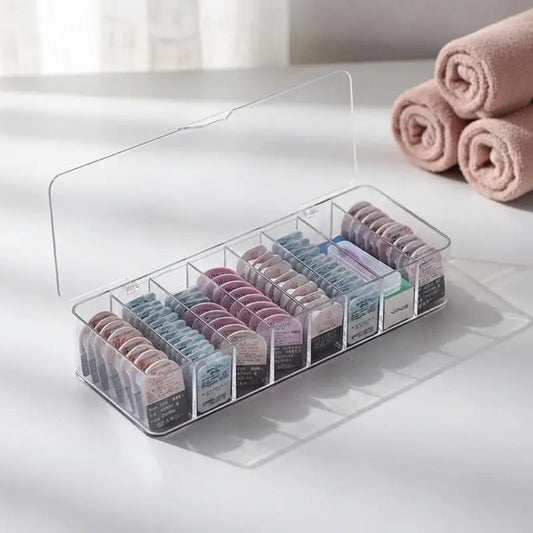 7-Grid Transparent Cosmetic & Contact Lens Storage Box Desktop Storage Organizer Peaceful Pleasures Health and Wellness