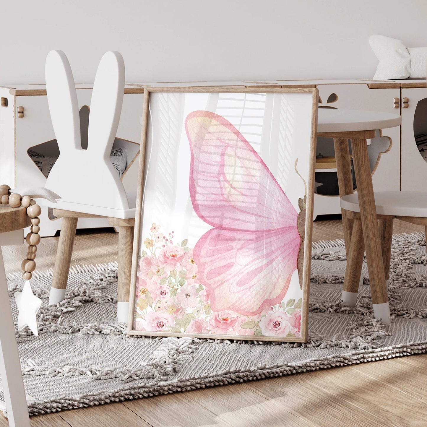 Personalized Pink Butterfly Canvas Wall Art | 3-Piece Name Print
