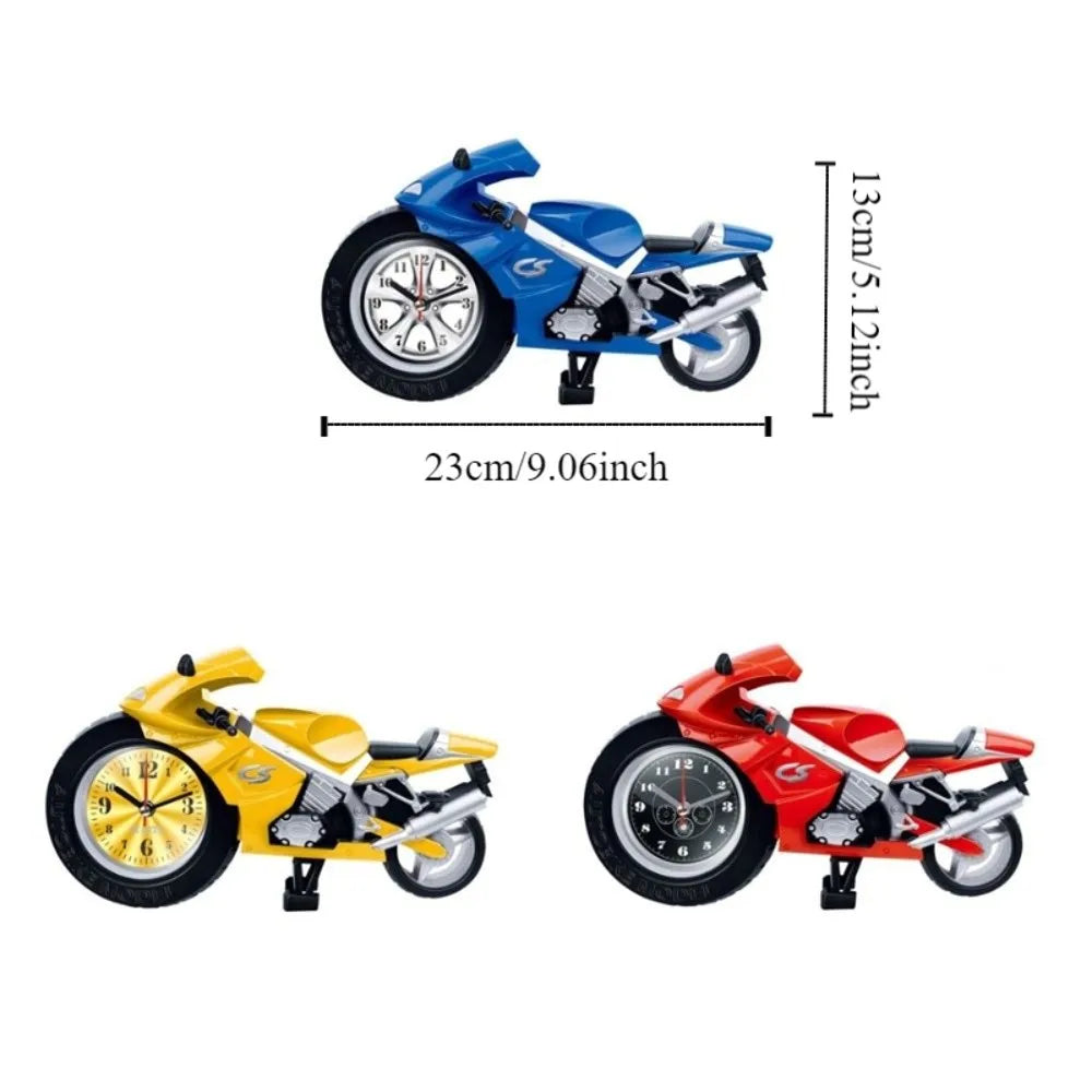 Cartoon Motorcycle Alarm Clock – Silent, Drop-Proof Desk Ornament
