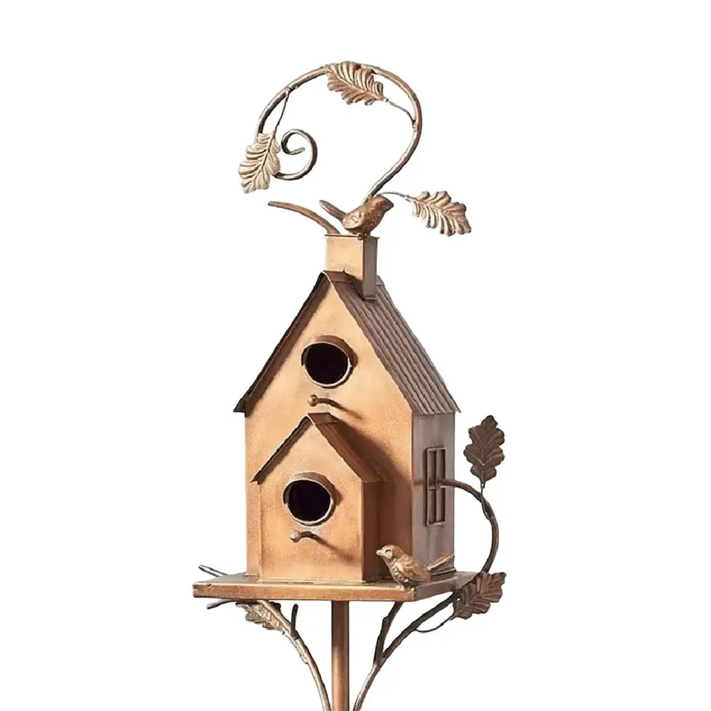 Metal Birdhouse Garden Stake | Outdoor Yard & Patio Decor