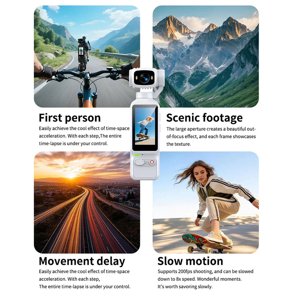 1080P Pocket Sports Camera | 180° Lens & Face Tracking