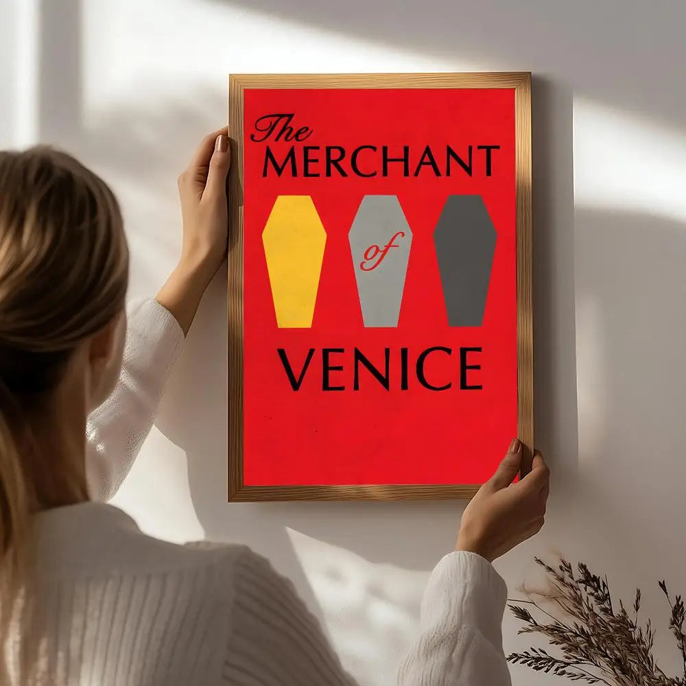 Drama T-The Merchant of Venice Poster HD Self Adhesive Waterproof Wall Art Ideal for Home Office Dorm Bedroom Great Gift Peaceful Pleasures Health and Wellness White8 21X30cmNoframe