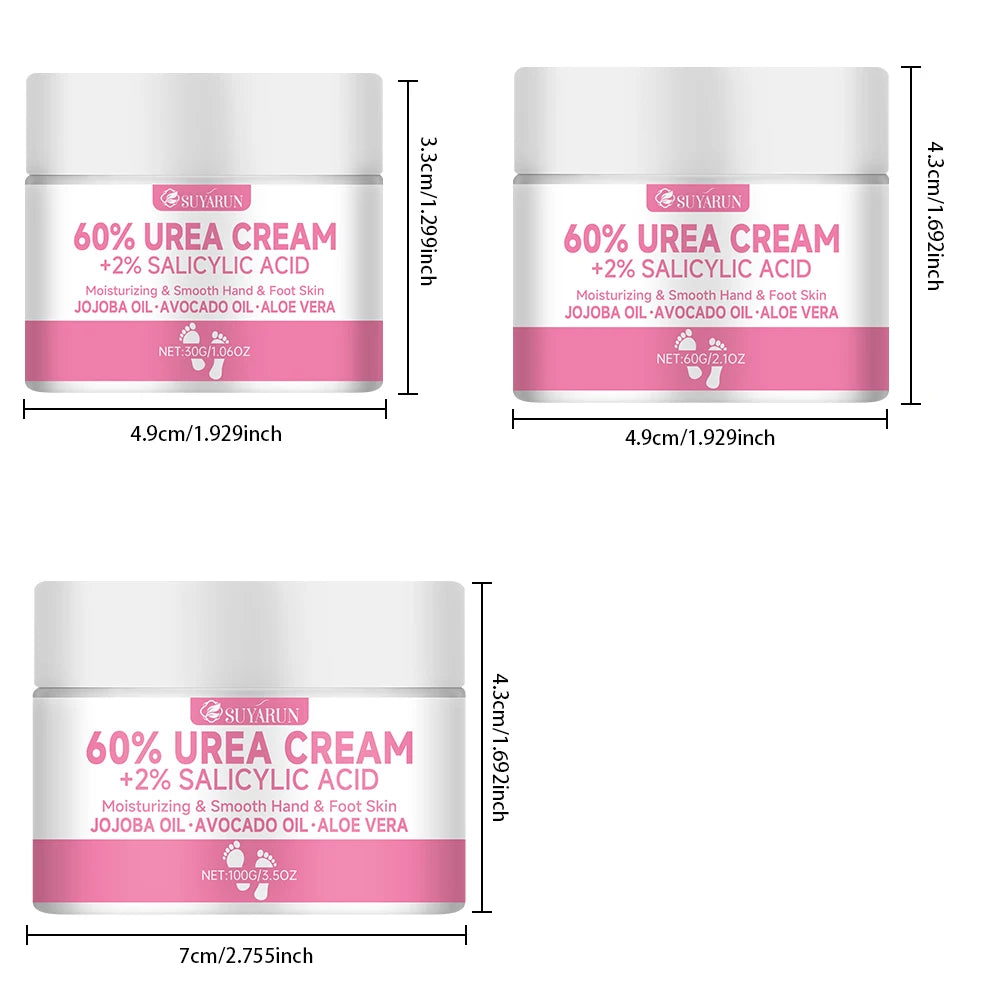 SUYARUN 60% Urea Foot Cream for Cracked Heels & Dry Skin - Intensive Moisturizing Treatment, Callus Remover, Diabetic Foot Care. Peaceful Pleasures Health and Wellness