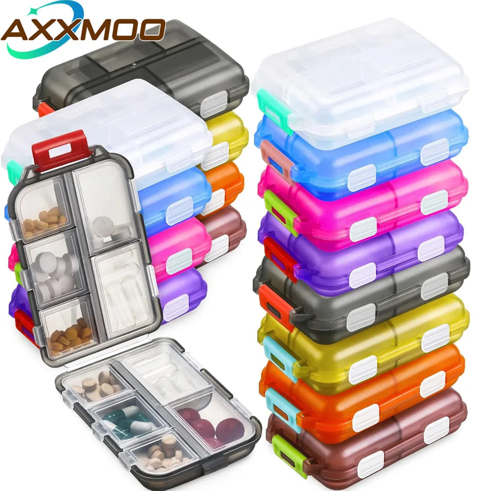 1Pcs Portable Travel Med Wallet for 10/12 Grids, Pocket Pill Box Dispenser Suitable for Storing Fish Oil Vitamin Medication, Etc Peaceful Pleasures Health and Wellness