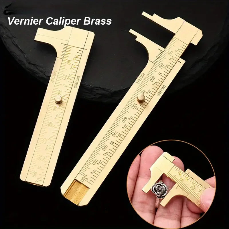 Brass Caliper Portable Mini Vernier Ruler Antique Measuring Tool Vintage Cultural Relic Delicate Measuring Ruler Practical Tools Peaceful Pleasures Health and Wellness