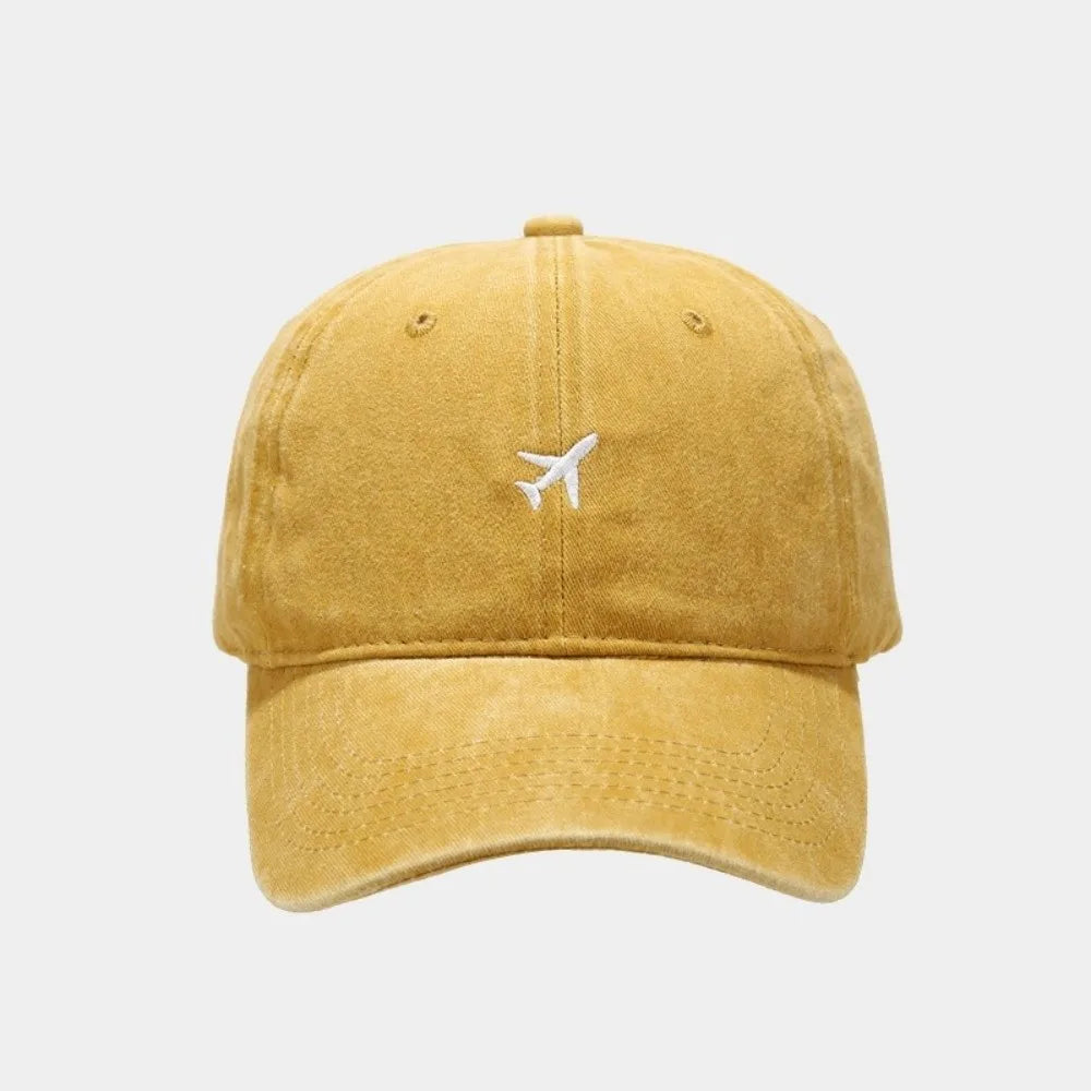 Airplane Embroidered Washed Cotton Baseball Dad Hat | Unisex