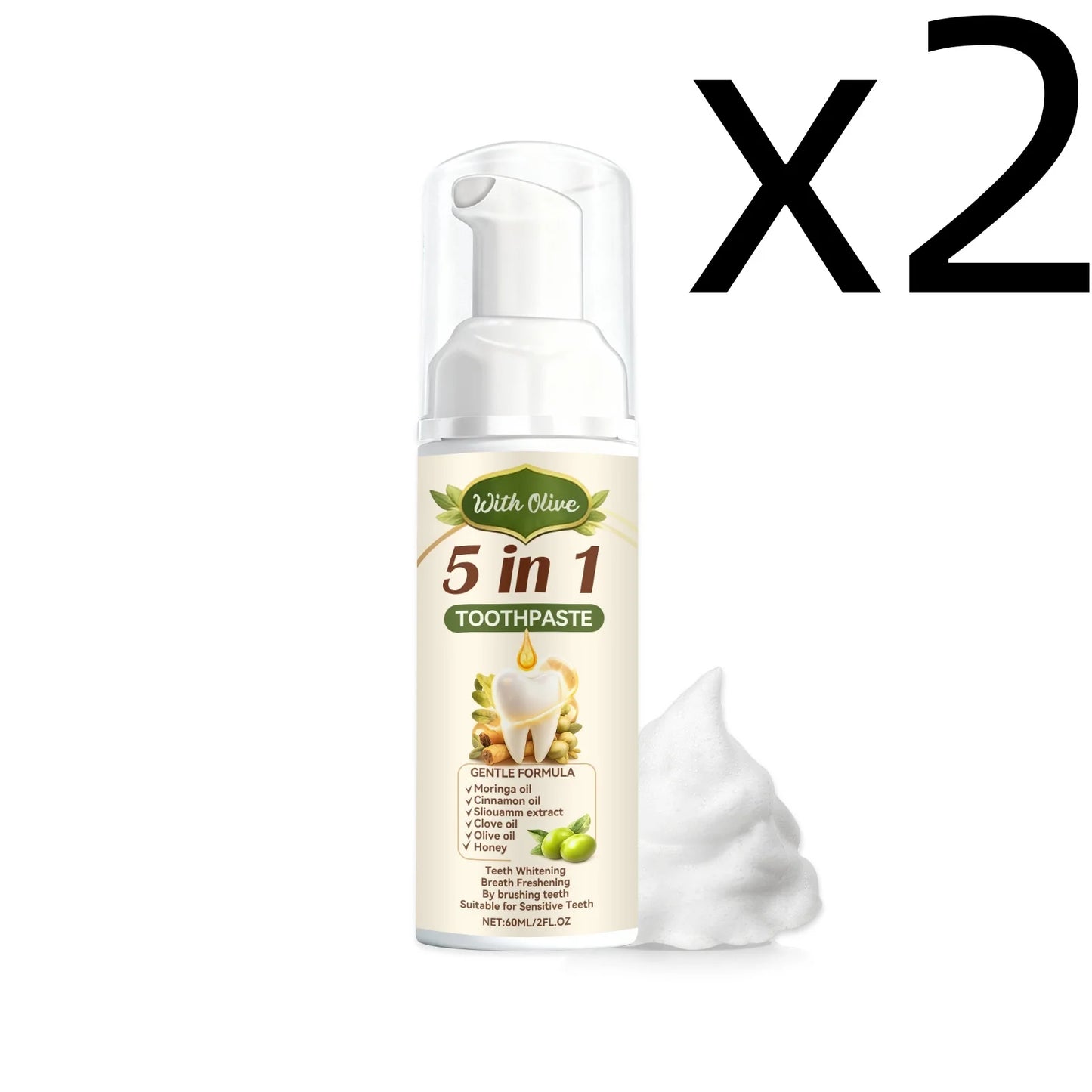 Olive Teeth Clean Toothpaste for Oral Health Peaceful Pleasures Health and Wellness 60ml X 2PCS