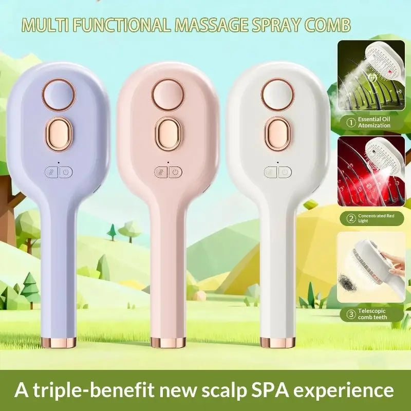 Electric Steam Spray Hair Brush | USB-C Anti-Frizz Styling Comb