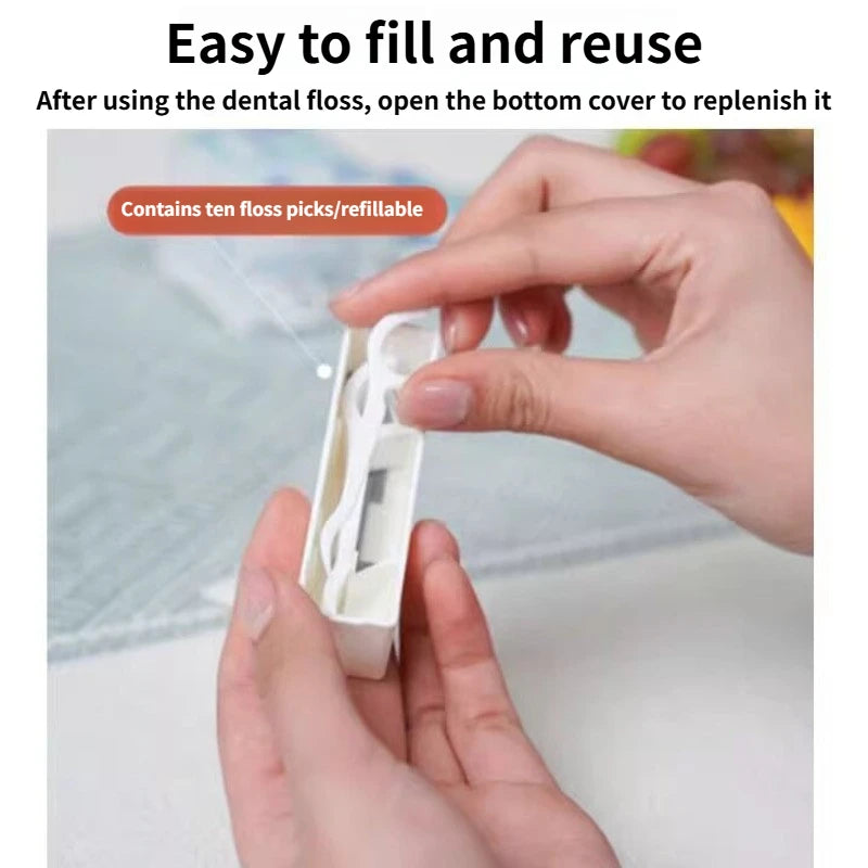 Portable Plastic Teeth Flosser Automatic Dental Floss Storage Box Floss Pick Dispenser Tooth Cleaning for Traveling Camping Peaceful Pleasures Health and Wellness