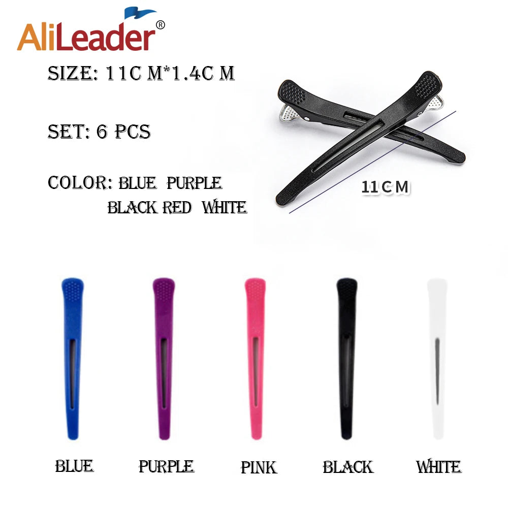 6pcs Professional Hair Clips Women Styling Sectioning Non-Slip Dividing Duckbill Hair Clips With Silicone Band No Crease Hair Peaceful Pleasures Health and Wellness