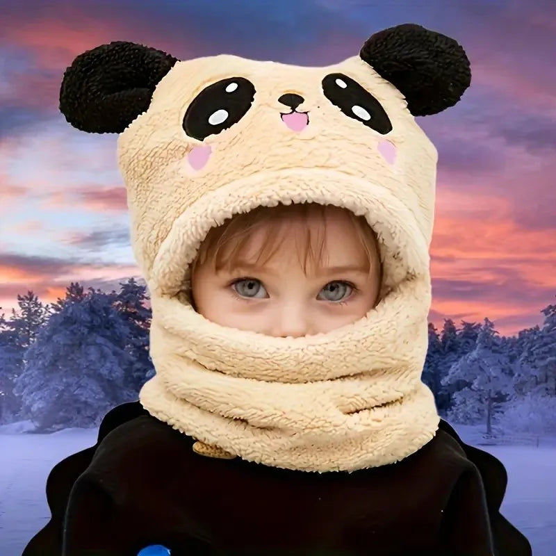Kids Bear-Ear Hooded Hat & Scarf Set | Warm Winter Knit